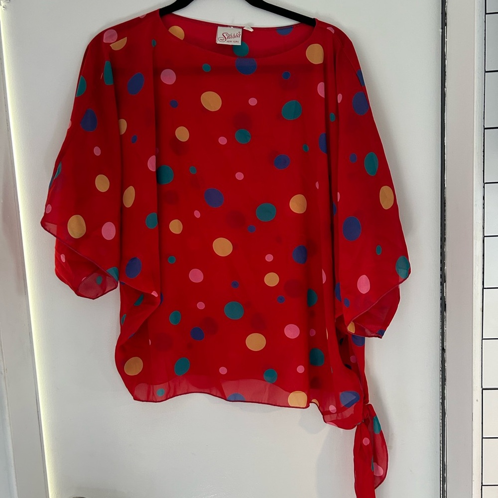 Vintage Polka Dot Blouse - Loose Fit